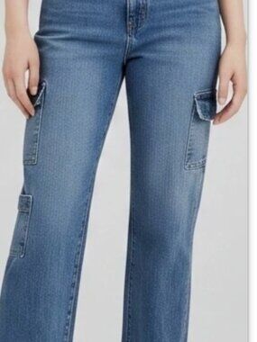 Express Women’s Relaxed Blue Cargo Jeans 4R